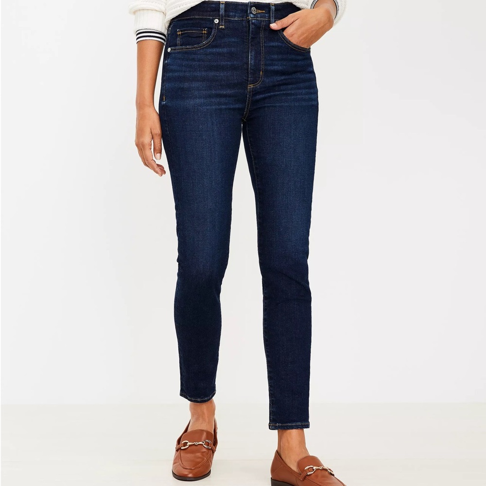 LOFT The Skinny High Rise Dark Indigo Jeans Sz 2/26